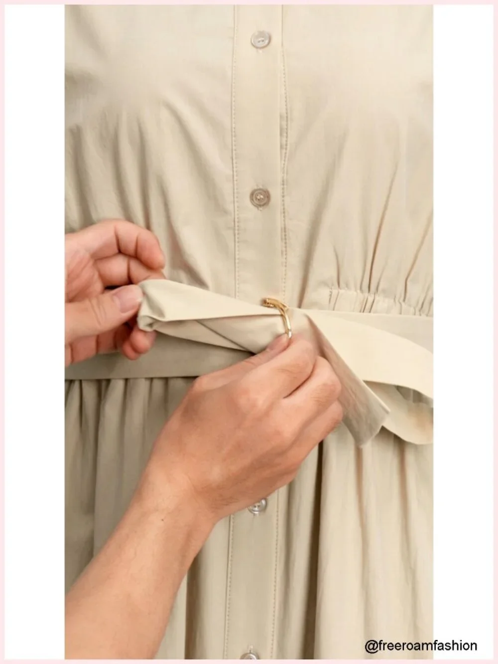 Short Sleeve Midi Dress with Pockets, Button Down, A-Line, Belt, Business Casual